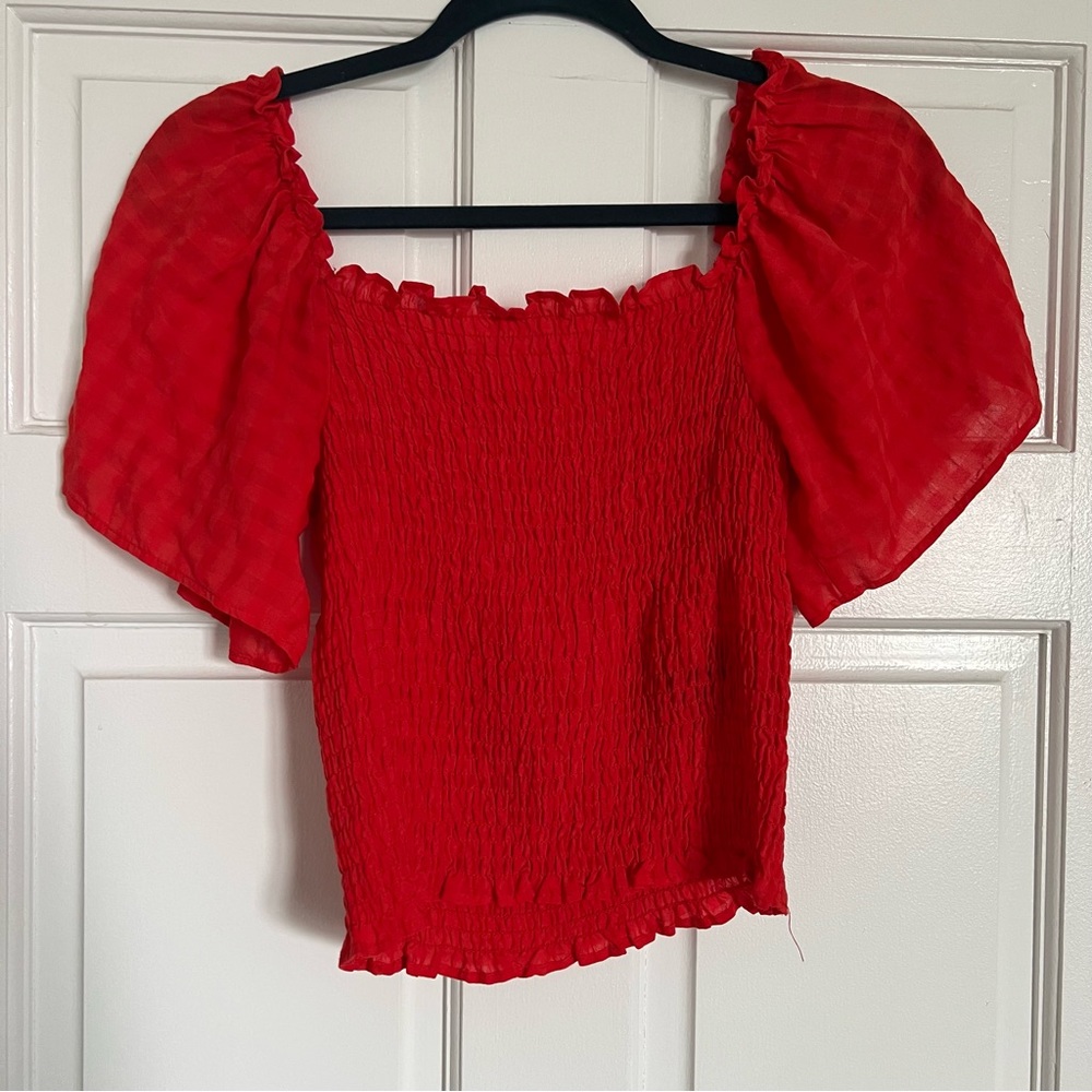 On-Off Shoulder Red Stretchy Top